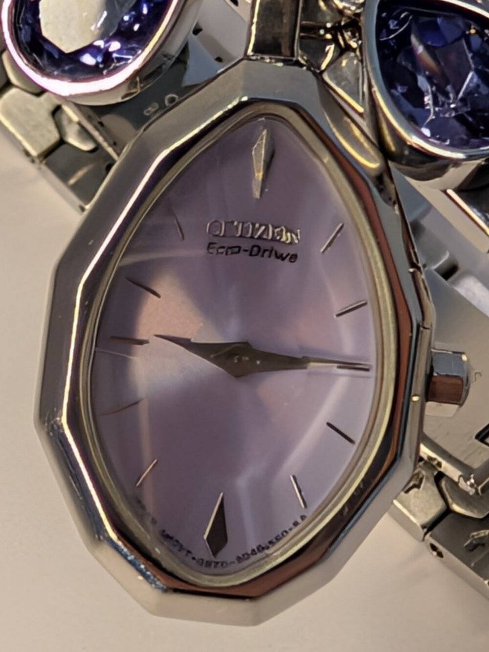 Citizen EcoDrive Lobella Crystal Flower Watch Sterling Silver Purple Face 550371 - Picture 10 of 16